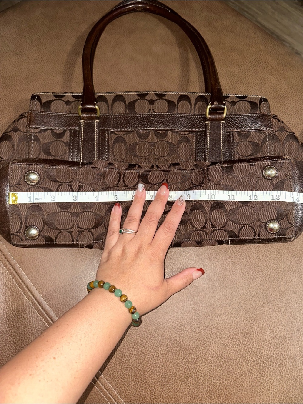 Vintage Coach Hampton Signature handbag in brown - Picture 6 of 9